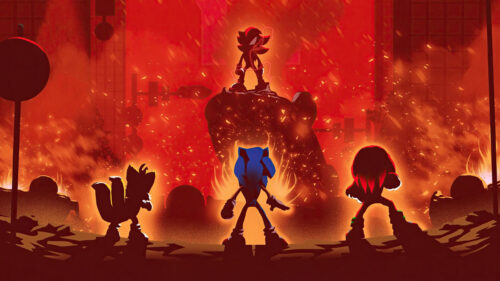 Sonic and Shadow Silhouette Cinematic Desktop Wallpaper