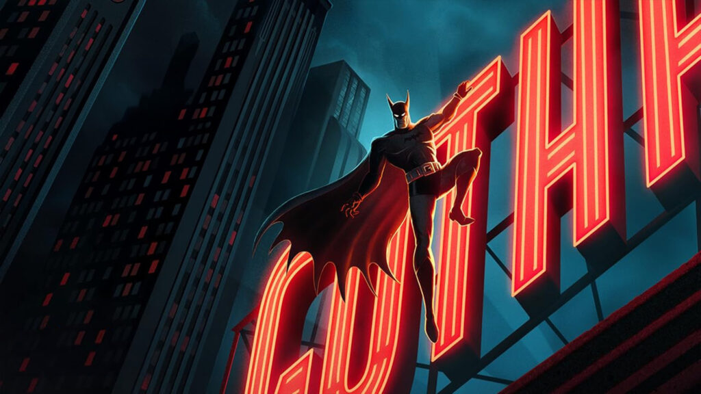 Batman Neon Gotham Skyline Desktop Wallpaper