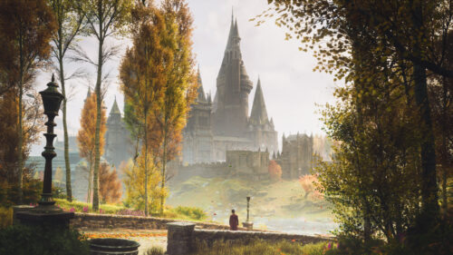 Hogwarts Castle in Autumnal Morning Desktop Wallpaper