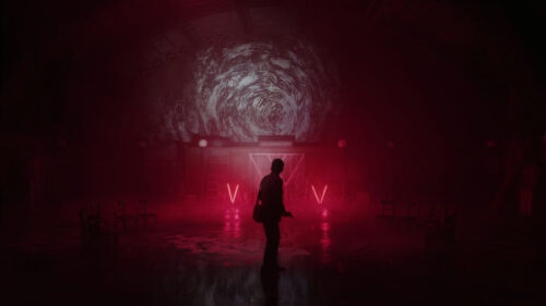 Alan Wake 2 Dark Red Room Desktop Wallpaper