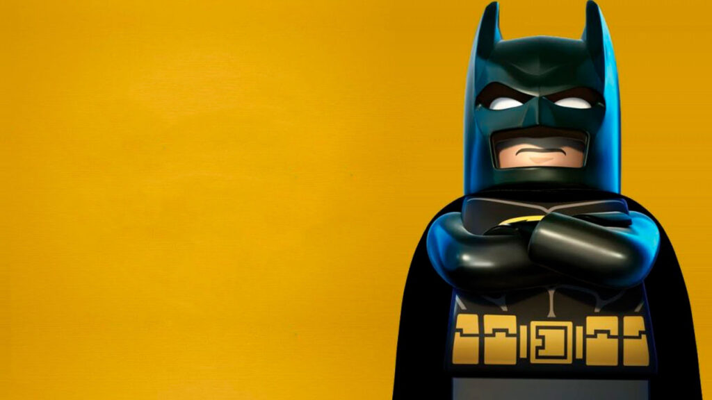 LEGO Batman Standing Against Yellow Background Desktop Wallpaper