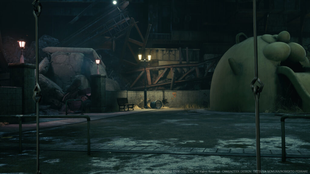 Dystopian Urban Playground Scene Desktop Wallpaper