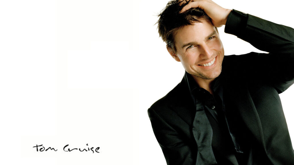 Tom Cruise Smiling in a Black Suit 4K Desktop Wallpaper