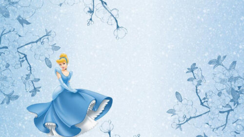 Cinderella in a Blue Gown Elegant Desktop Wallpaper