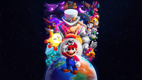 Super Mario Odyssey Vibrant Cosmic Adventure Desktop Wallpaper
