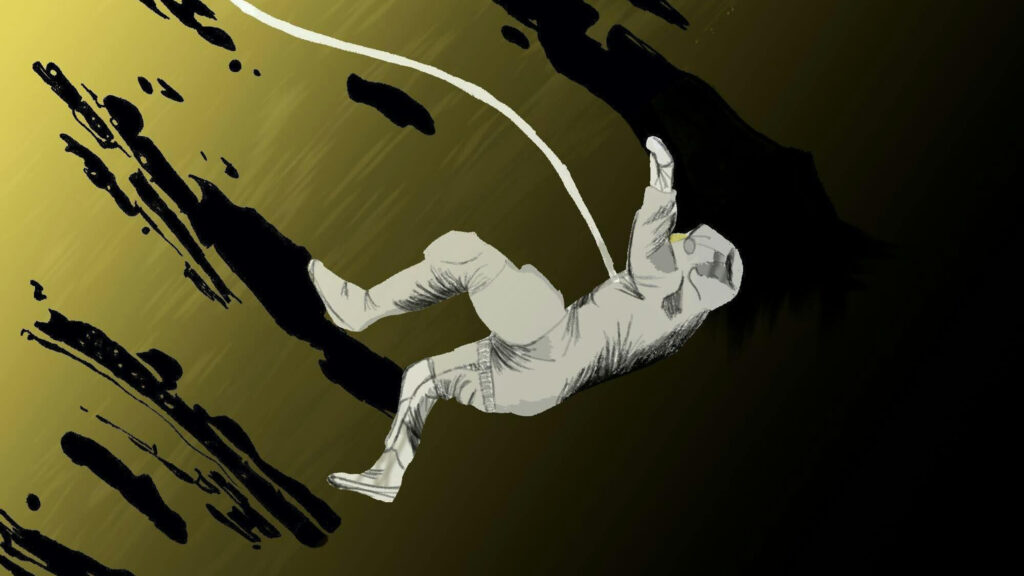 Astronaut Floating in Abstract Void Minimalist Desktop Wallpaper