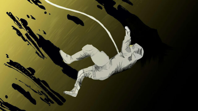 Astronaut Floating in Abstract Void Minimalist Desktop Wallpaper