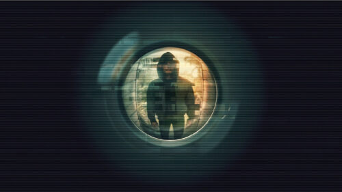 Hooded Figure Surveillance Aesthetic Desktop Wallpaper