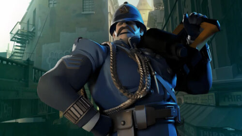Team Fortress 2 Soldier Police Uniform Aesthetic Desktop Wallpaper