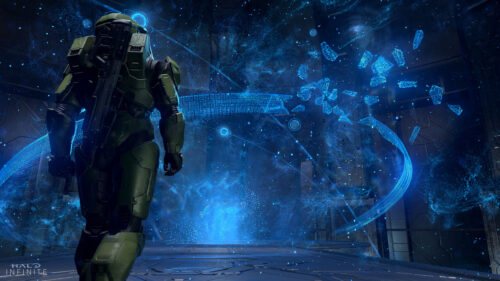 Master Chief Halo Infinite Digital Space Desktop Wallpaper
