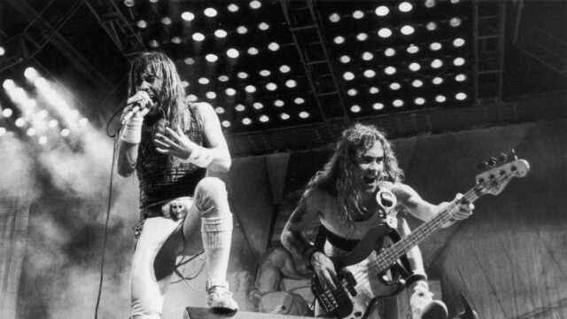 Iron Maiden Bruce Dickinson and Steve Harris Live Desktop Wallpaper