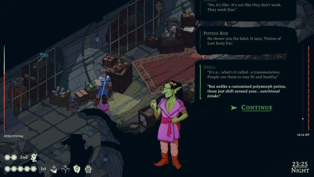 Snell the Goblin Merchant Interaction in Wildermyth Desktop Wallpaper