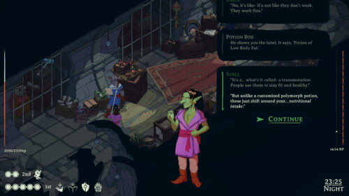 Snell the Goblin Merchant Interaction in Wildermyth Desktop Wallpaper