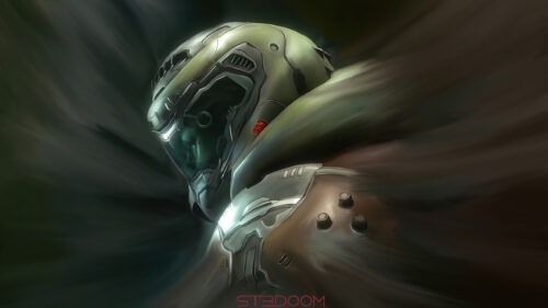 Futuristic Space Marine Armor Sci-Fi Desktop Wallpaper