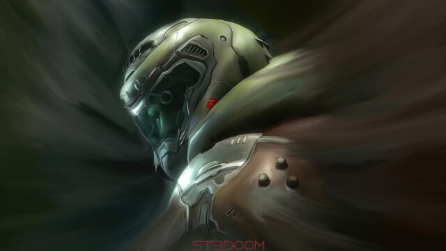 Futuristic Space Marine Armor Sci-Fi Desktop Wallpaper