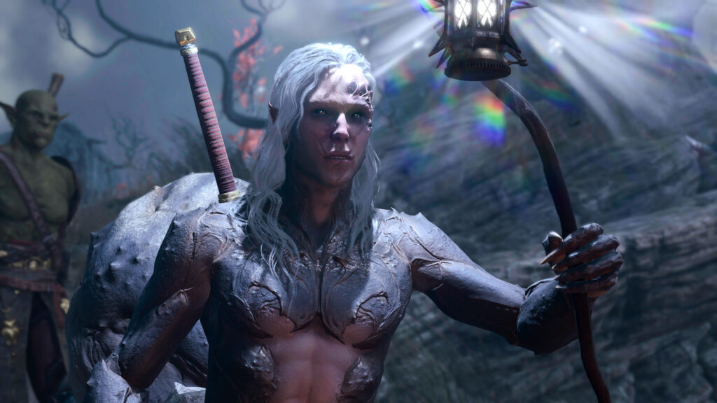 Fantasy Elf Warrior With Magic Lantern Desktop Wallpaper