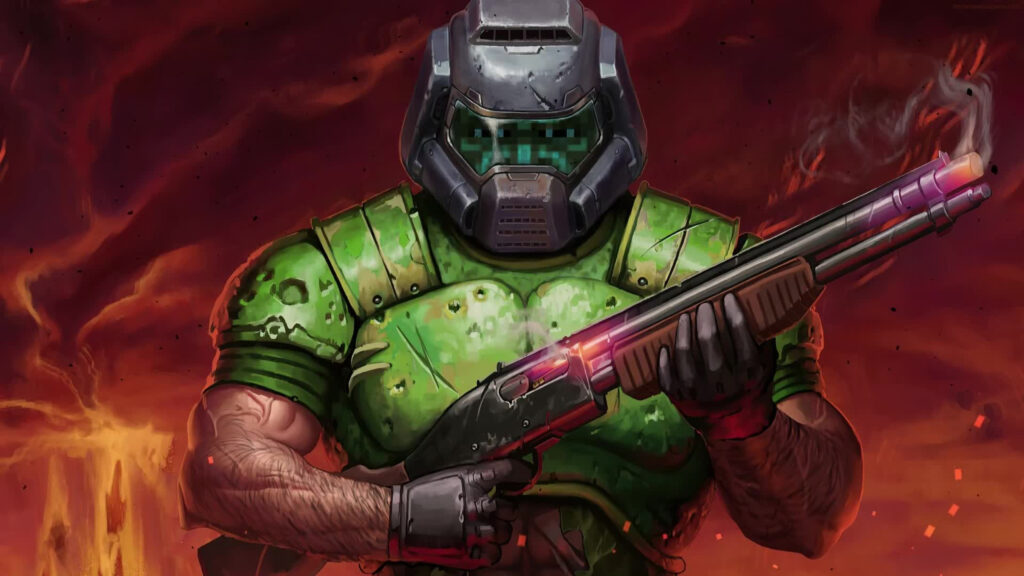 Minecraft Steve Doom Slayer Mashup 4K Desktop Wallpaper