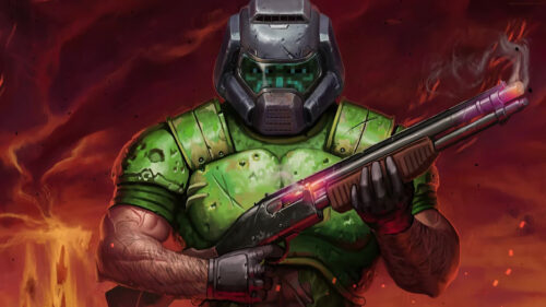 Minecraft Steve Doom Slayer Mashup 4K Desktop Wallpaper