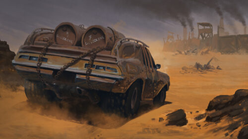 Post-Apocalyptic Wasteland Car Desert Desktop Wallpaper