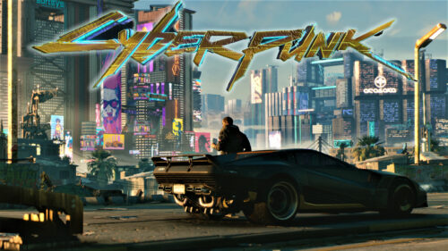 Cyberpunk Cityscape Supercar Desktop Wallpaper