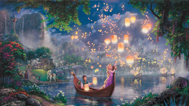 Rapunzel and Flynn Rider Lantern Scene Desktop Wallpaper