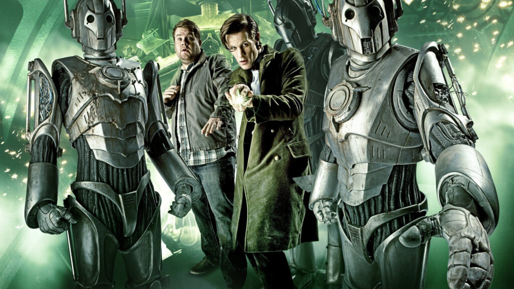 Doctor Who Matt Smith and James Corden against Cybermen Desktop Wallpaper