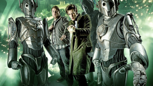 Doctor Who Matt Smith and James Corden against Cybermen Desktop Wallpaper