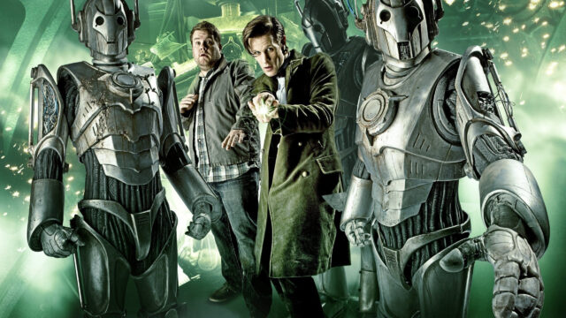 Doctor Who Matt Smith and James Corden against Cybermen Desktop Wallpaper