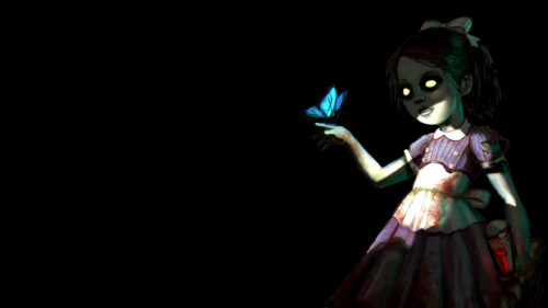 Creepy Little Girl with Butterfly 4K Desktop Wallpaper