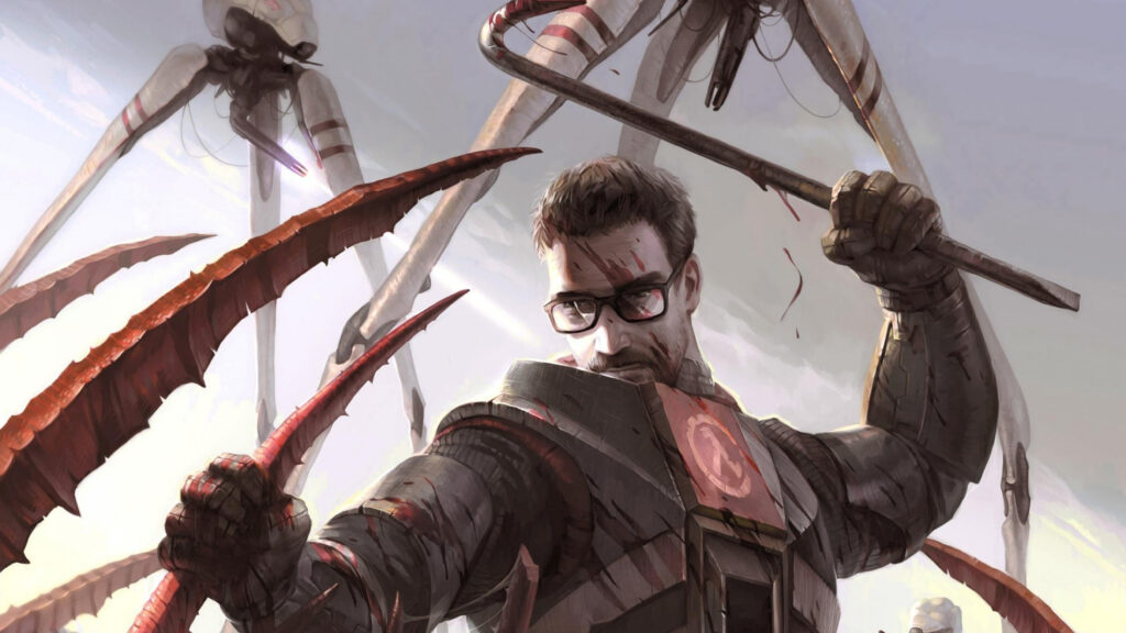 Gordon Freeman Fighting Combine Striders 4K Desktop Wallpaper