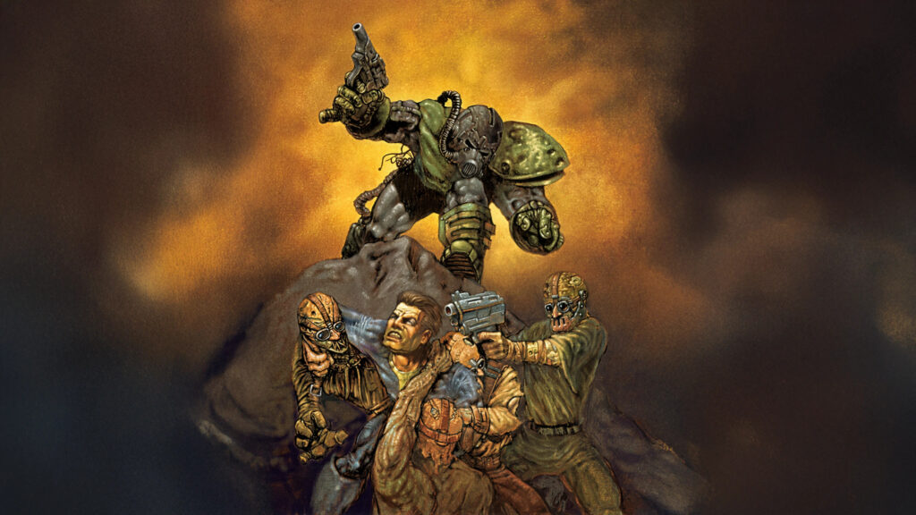 Fallout Brotherhood of Steel Power Armor Battle Desktop Wallpaper