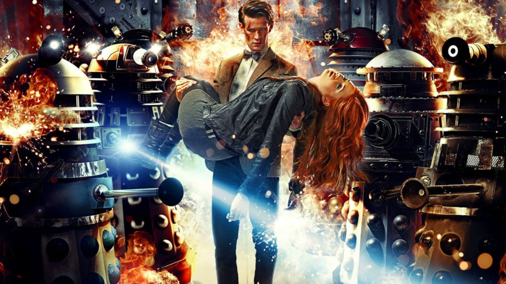 Doctor Who Matt Smith and Amy Pond Daleks Desktop Wallpaper