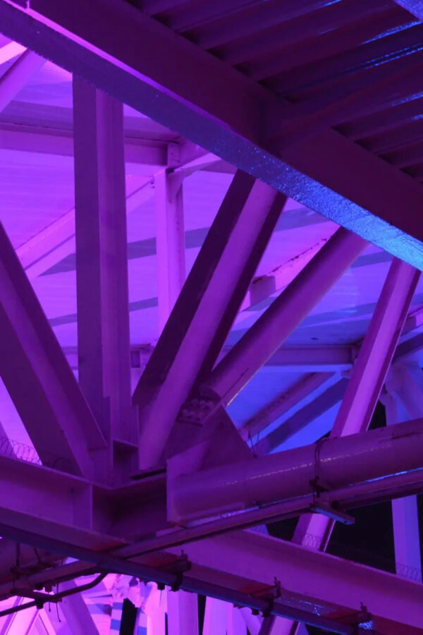 Purple Illuminated Steel Construction Desktop Wallpaper