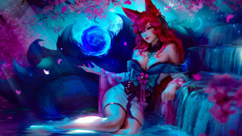 Spirit Blossom Ahri LoL Champion 4K Desktop Wallpaper