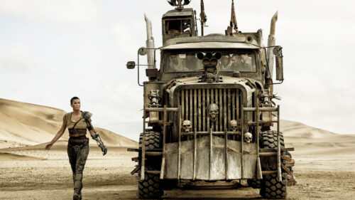 Imperator Furiosa and War Rig Mad Max Fury Road 8K Desktop Wallpaper