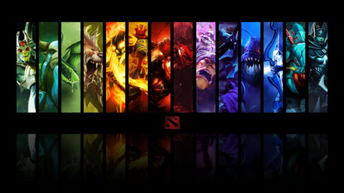 Dota 2 Hero Portrait Collage 4K Desktop Wallpaper