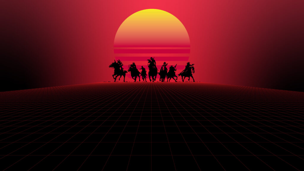 Retrowave Cowboy Silhouette Desktop Wallpaper