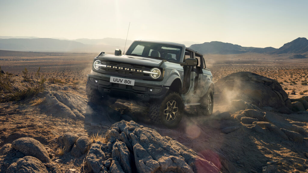 Rugged Ford Bronco Off Roading Desert Adventure Desktop Wallpaper