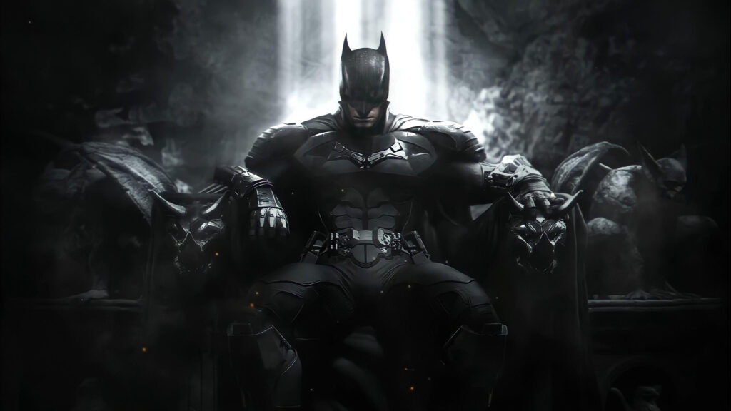 Dark Knight on Throne Artistic Desktop Wallpaper