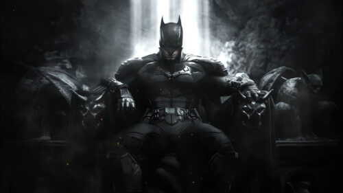 Dark Knight on Throne Artistic Desktop Wallpaper
