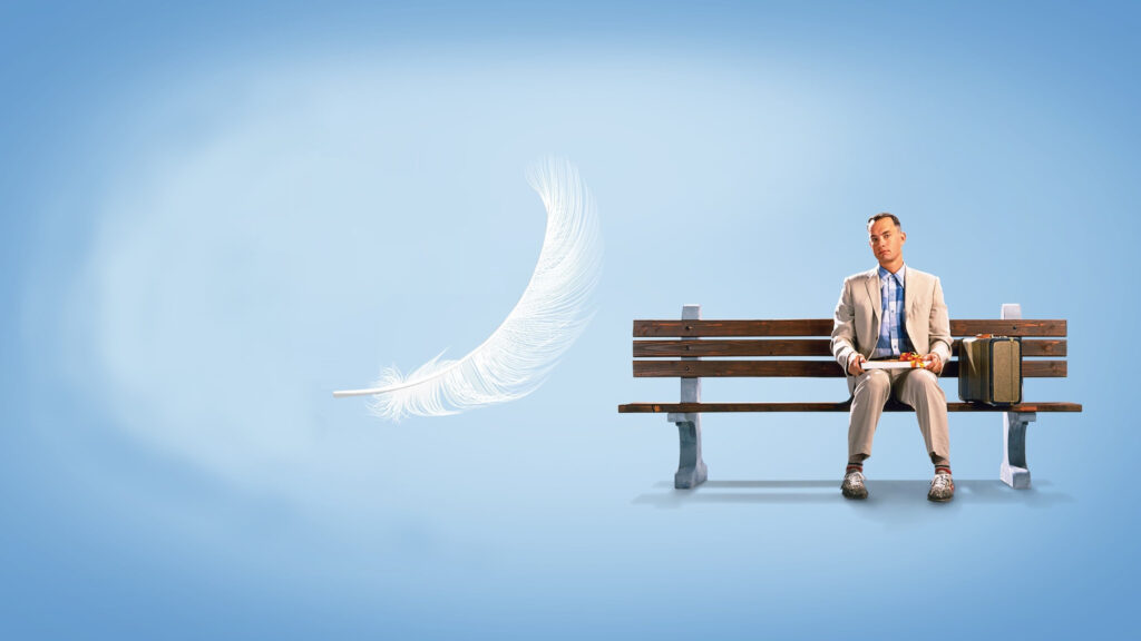 Minimalist Forrest Gump Bench Desktop Wallpaper