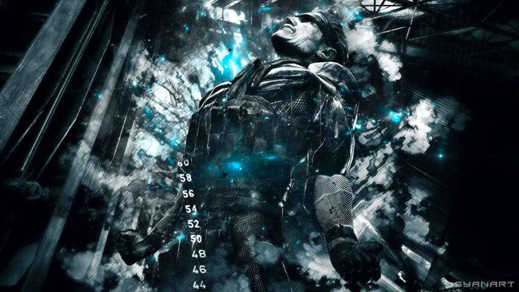 Old Snake Screaming in Intense Blue Energy PC Wallpaper