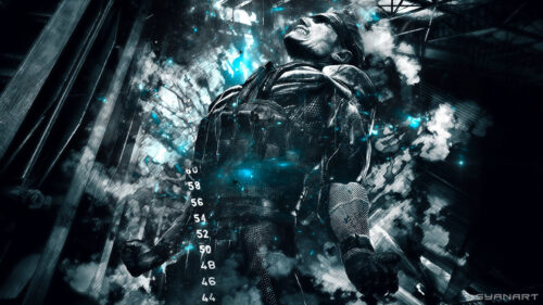 Old Snake Screaming in Intense Blue Energy PC Wallpaper