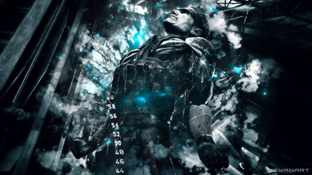 Old Snake Screaming in Intense Blue Energy PC Wallpaper