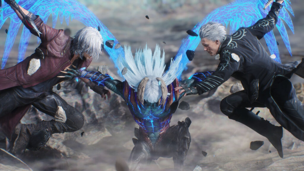 Dante and Vergil Fighting Urizen 4K Desktop Wallpaper