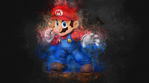 Super Mario Action Pose Artistic 4K Desktop Wallpaper
