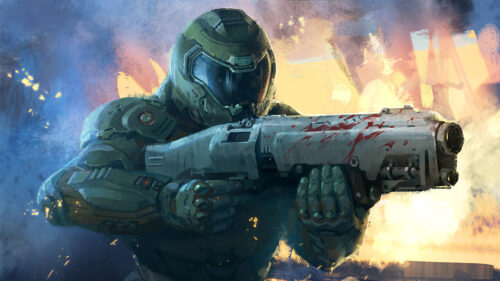 Doom Slayer Combat Armor High Resolution Desktop Wallpaper