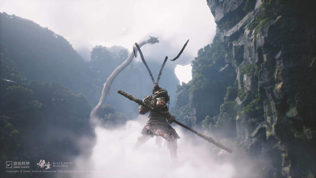 Sun Wukong Standing Amidst Clouds PC Wallpaper