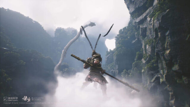 Sun Wukong Standing Amidst Clouds PC Wallpaper