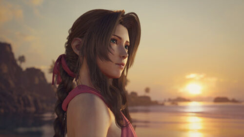 Aerith Gainsborough Sunset Portrait 4K Desktop Wallpaper